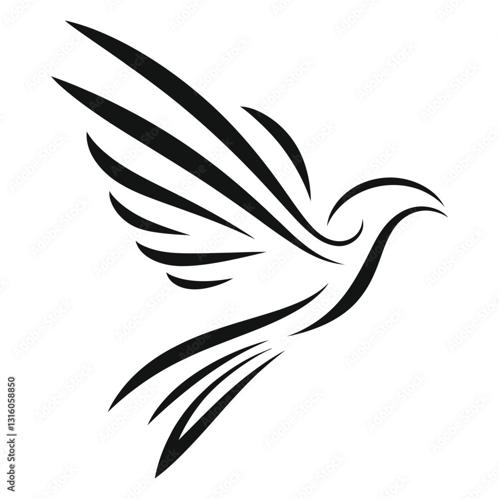 Fototapeta premium Elegant Black Flying Bird Silhouette Logo
