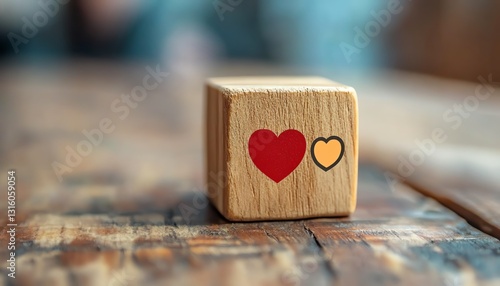 Wooden block with like and dislike icons on it, representing feedback and opinions, the concept of feedback marketing, customer satisfaction, and business growth photo