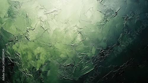Emerald abstract art background with brush strokes and texture in a contemporary style for design and decoration, showcasing a green gradient with a dark undertone