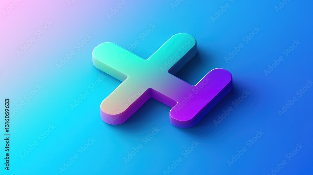 Obraz premium Vibrant Gradient Plane Icon 3D Render Blue Background