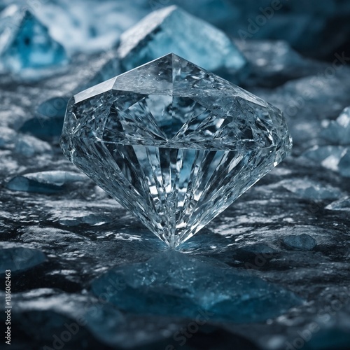 diamond on blue background