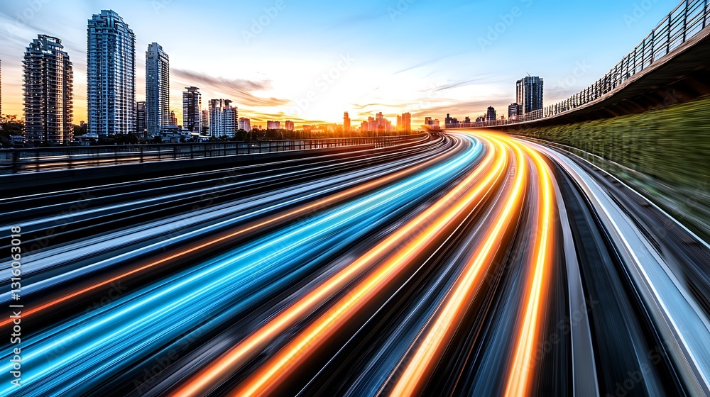 Obraz premium A high-energy deep blue gradient with electric neon accents, symbolizing speed, innovation, and digital connectivity.