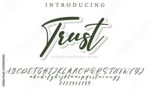 Trust Font Stylish brush painted an uppercase vector letters, alphabet, typeface