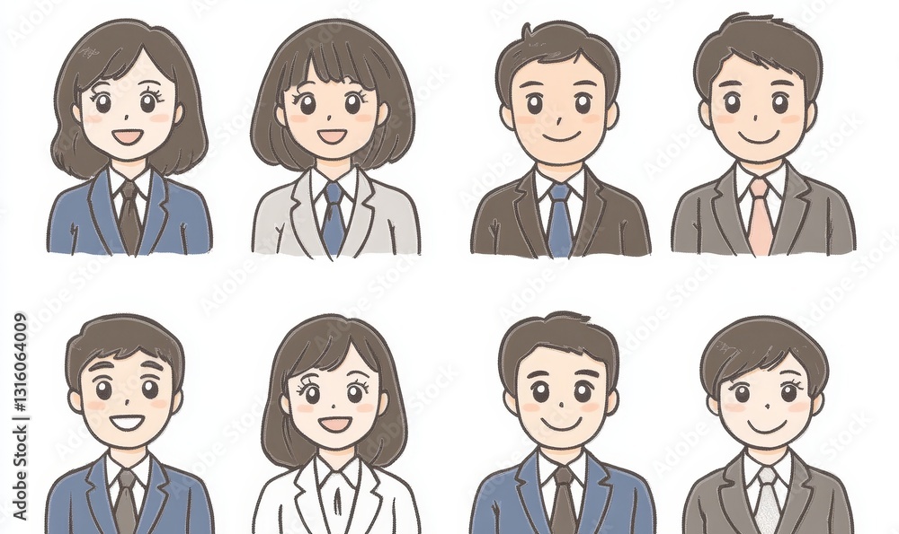 Group of business man and woman  illustration set