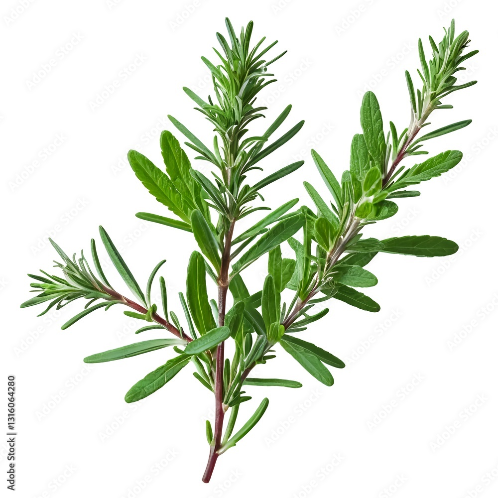 Fototapeta premium Fresh Rosemary Sprig Isolated on White