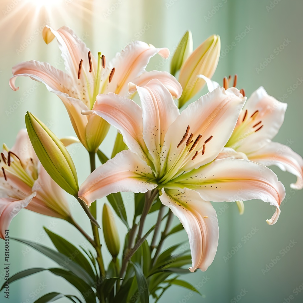 Fototapeta premium Peach Lilies in Soft Light