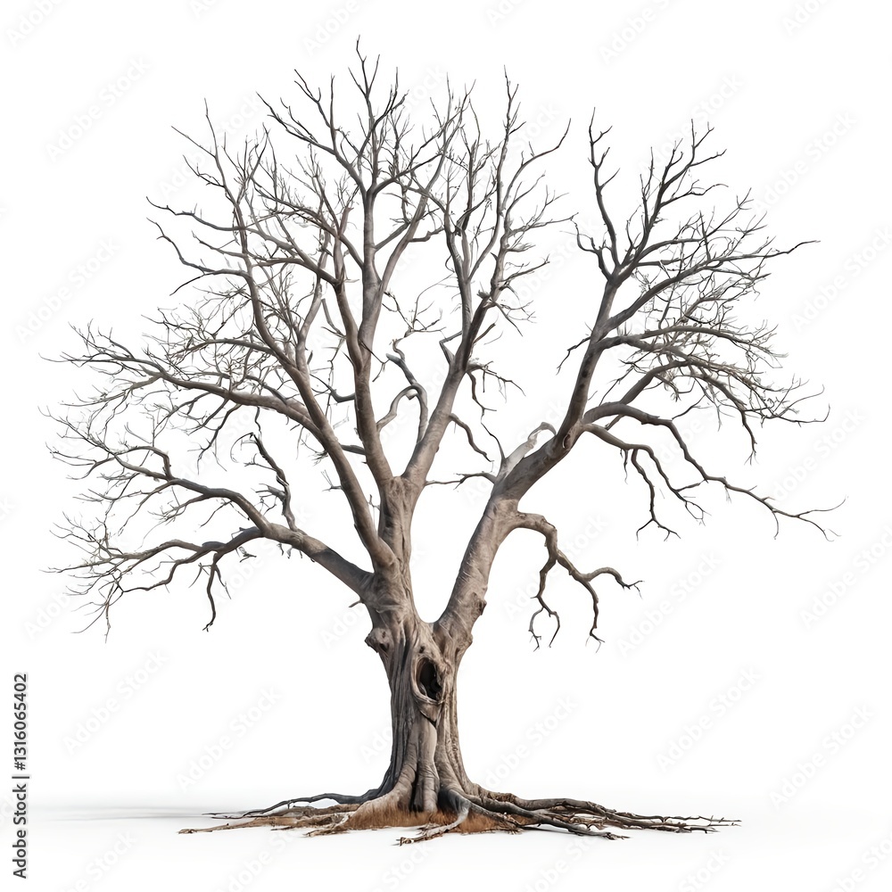 Fototapeta premium Bare Winter Tree Isolated on White Background