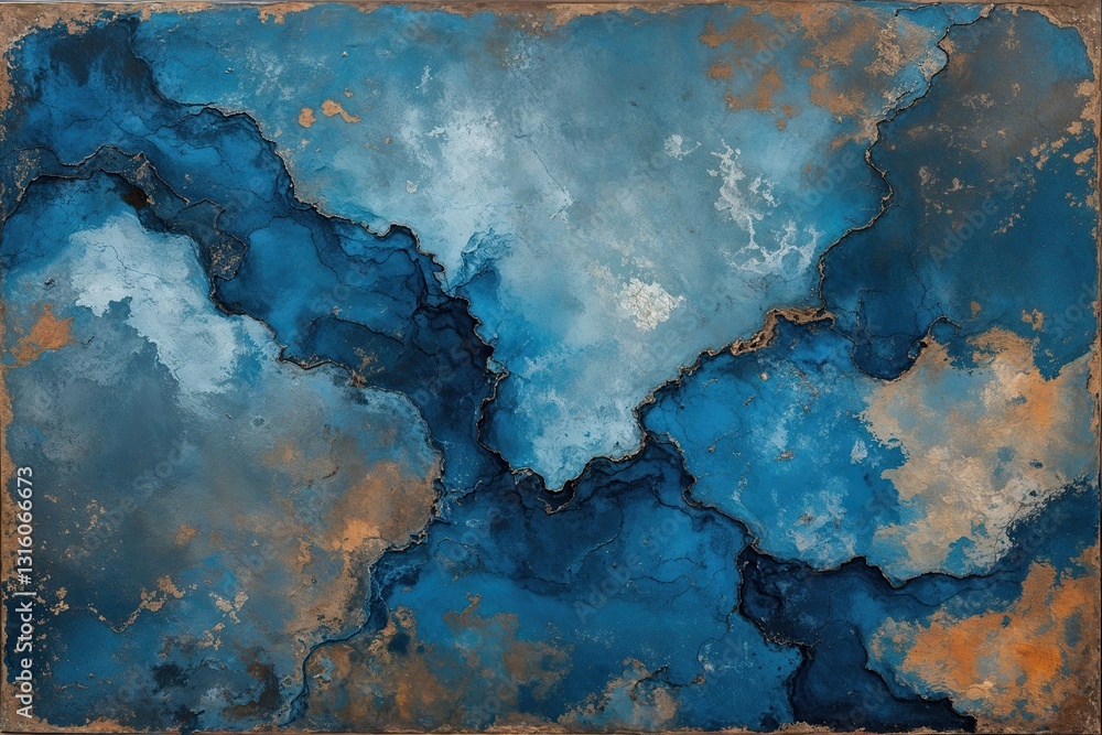 Obraz premium Rustic Blue Abstract Canvas Art with Vintage Textures and Hues