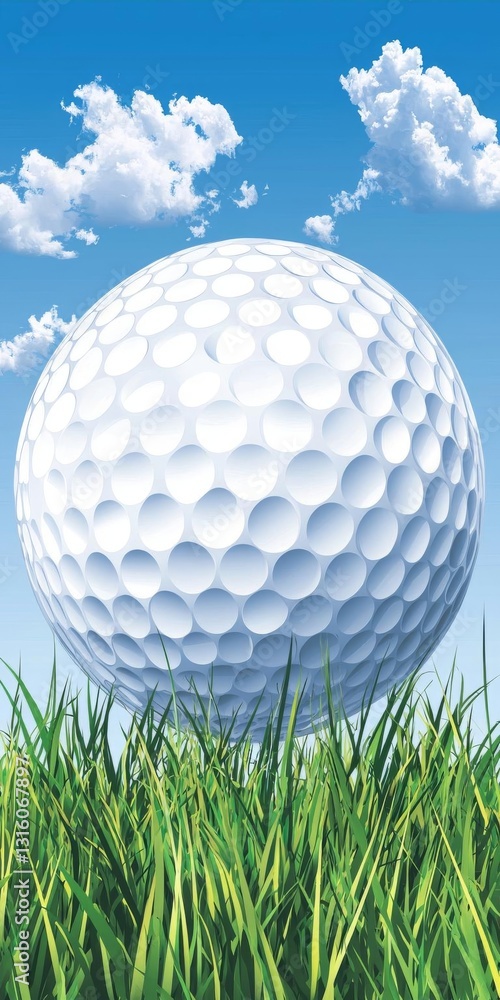 Golf Ball, Blue Sky, White Clouds, and Green Grass: A Perfect Day on the Course Golf Ball, Blue Sky, White Clouds, and Green Grass: A Perfect Day on the Course