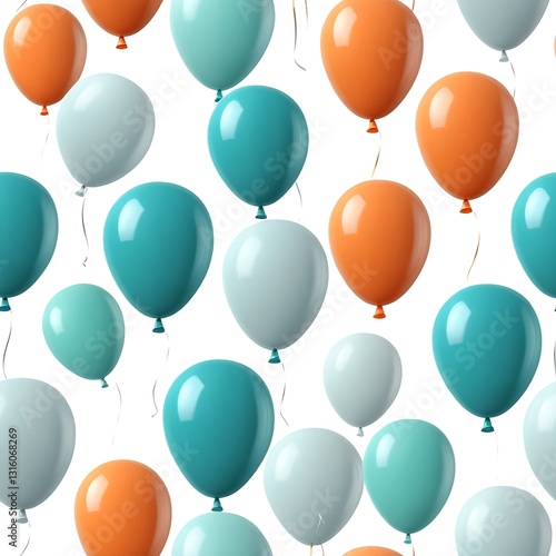 Festive Balloons in Teal, Orange, and Gray