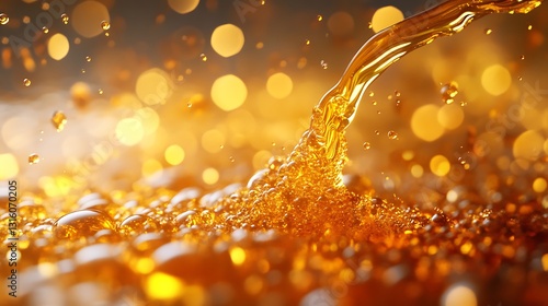 Wallpaper Mural Sunflower oil droplets suspended in midair with rich golden hue Torontodigital.ca