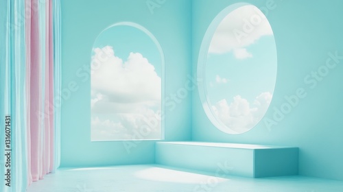 Soft Blue Pastel Room with Diffused Light