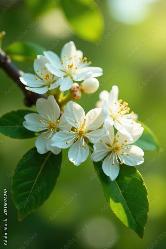 White macadamia flowers on a tree branch in full sun, greenery, macadamia White macadamia flowers on a tree branch in full sun, greenery, macadamia
