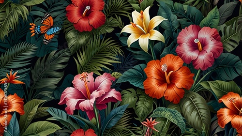 Wallpaper Mural Modern Exotic Floral Wallpaper Design Torontodigital.ca