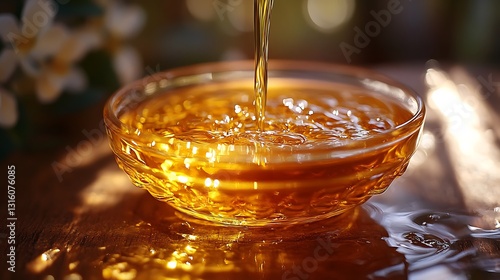 Wallpaper Mural Sunflower oil pouring into a crystal-clear dish with elegant movement Torontodigital.ca