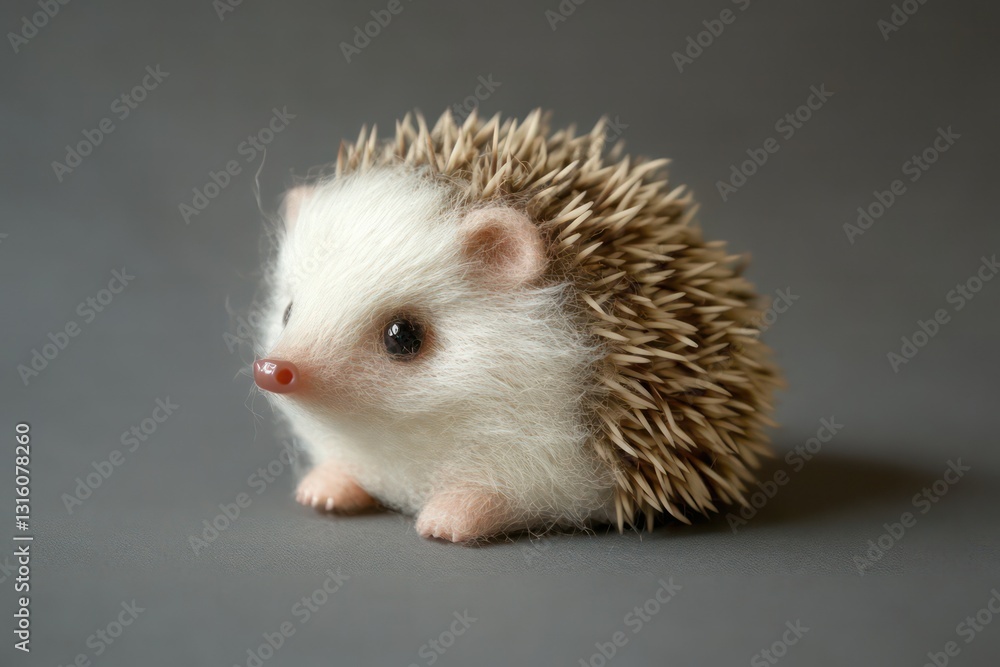Tiny hedgehog with a white face and soft brown quills. Tiny hedgehog with a white face and soft brown quills.