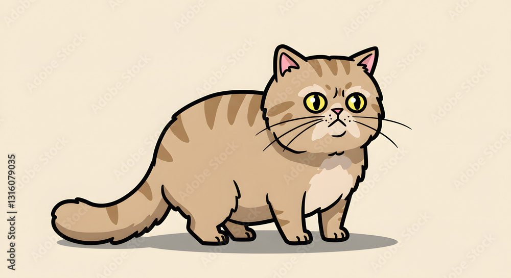 Fototapeta premium Cartoon Illustration of an Exotic Shorthair Cat