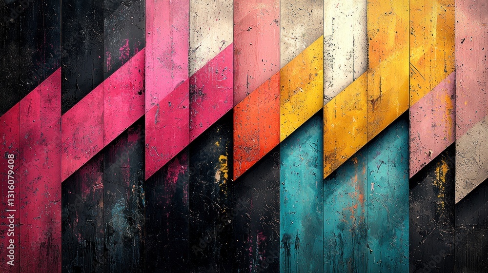 Abstract design a vibrant pattern of layered, textured, colorful geometric shapes Abstract design a vibrant pattern of layered, textured, colorful geometric shapes