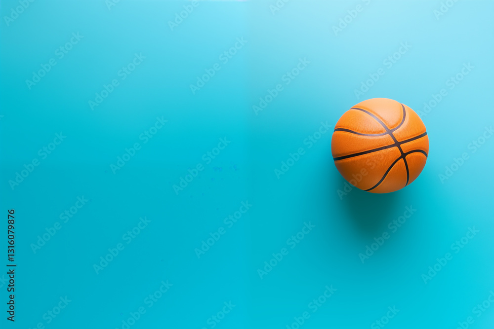 basketball on vibrant blue background with minimalist composition basketball on vibrant blue background with minimalist composition