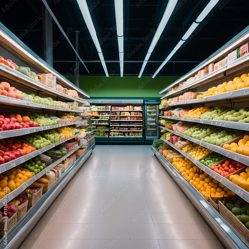 Fototapeta premium Fresh Produce Aisle in Modern Supermarket