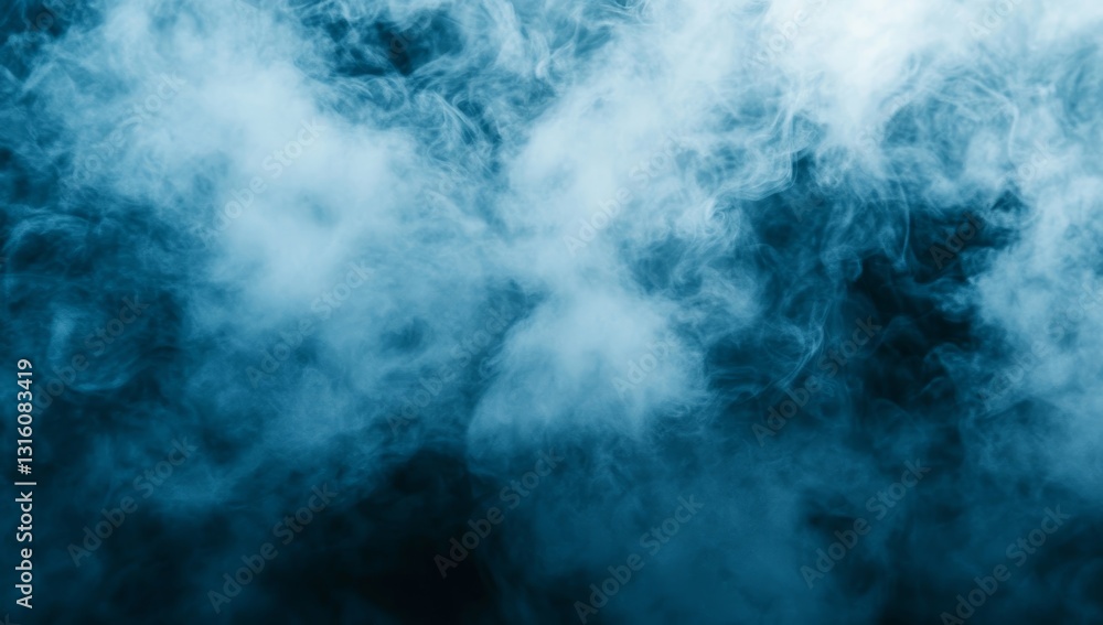 Naklejka premium Abstract Blue Smoke Texture Against Dark Background Perfect For Backgrounds And Overlays Used In Graphic Design Projects. It Can Be Used as a Background or Overlay. A Digital Art Illustration. A