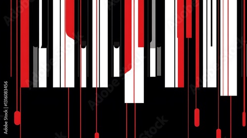 Abstract Piano Keys: A Symphony in Red and White