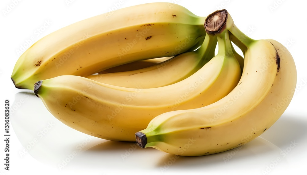 Bunch of Ripe Yellow Bananas Isolated on White