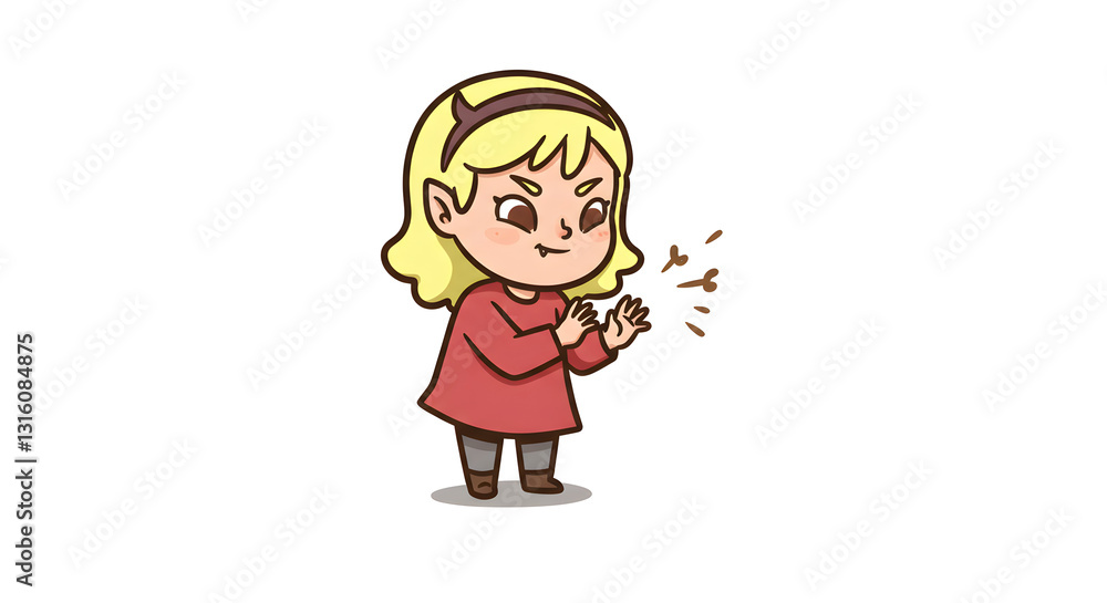 Cute Cartoon Vampire Girl Clapping Illustration Cute Cartoon Vampire Girl Clapping Illustration