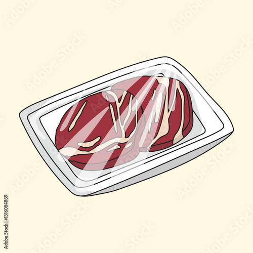 Fresh meat fillet part of beef tenderloin for steak in grocery store