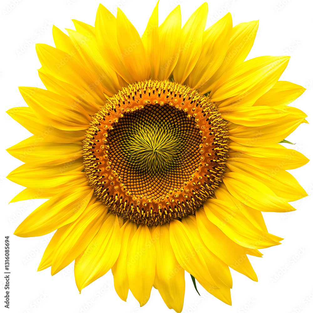 Fototapeta premium Radiant Sunflower Bloom Close-Up Isolated on White or Transparent Background Capturing Spring