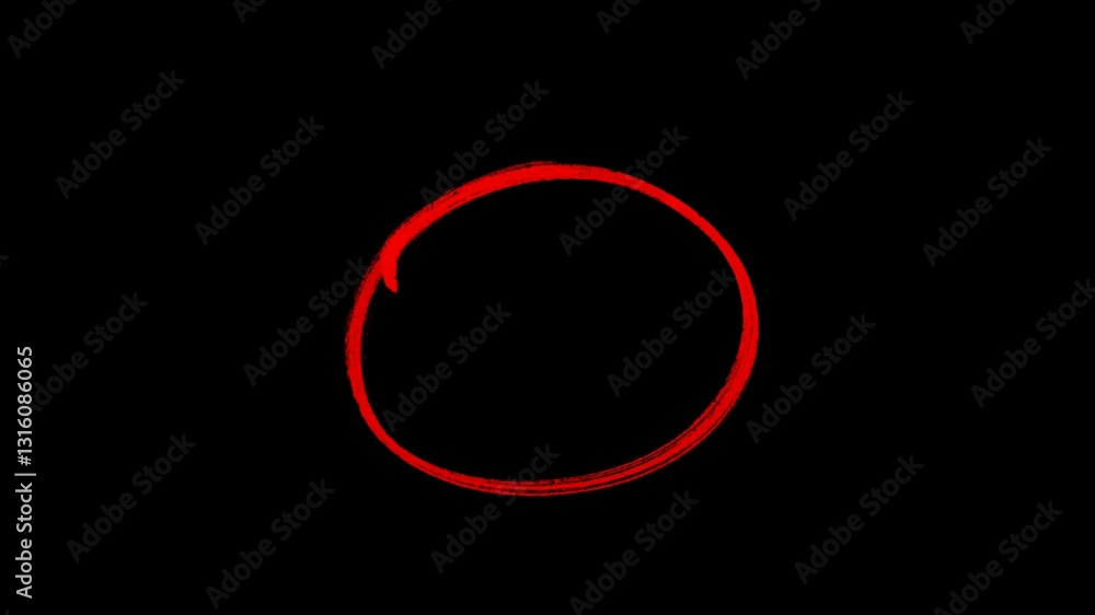 Hand drawing Red circle highlight marker with transparent background. Circle highlight animation with alpha channel.	