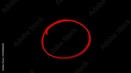 Hand drawing Red circle highlight marker with transparent background. Circle highlight animation with alpha channel.	