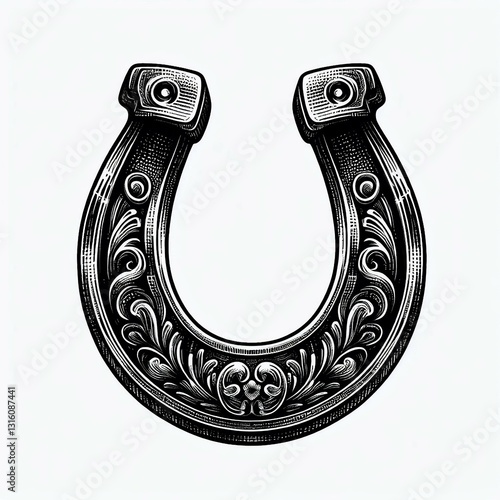 Engraved Horseshoe Lucky Charm Detail