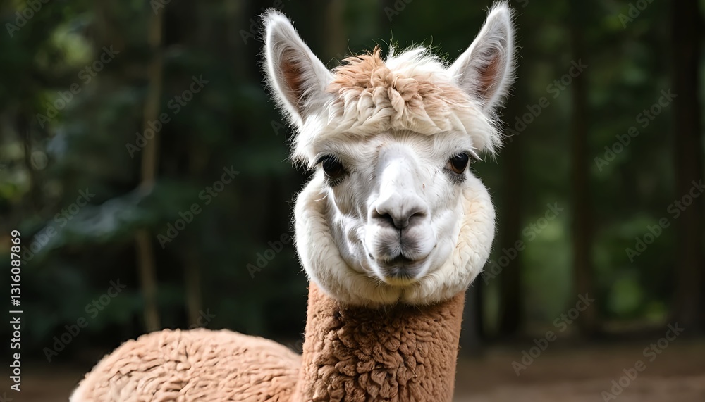 Obraz premium Close-up Portrait of a Curious Alpaca