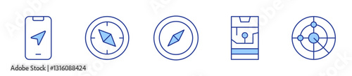 navigation, compass, gps, scan. GPS Icon vector illustration. Line Duotone style. Editable stroke