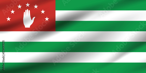 Abkhazia flag official colors and proportion digital vector illustration. Pleated flag.