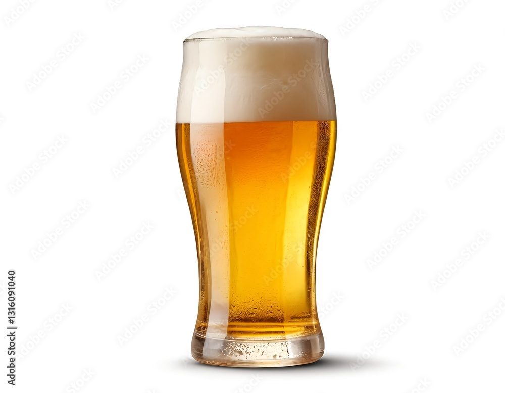 Glass of Light Beer with Head
