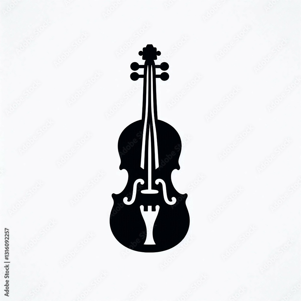 Fototapeta premium Elegant Silhouette Violin on White
