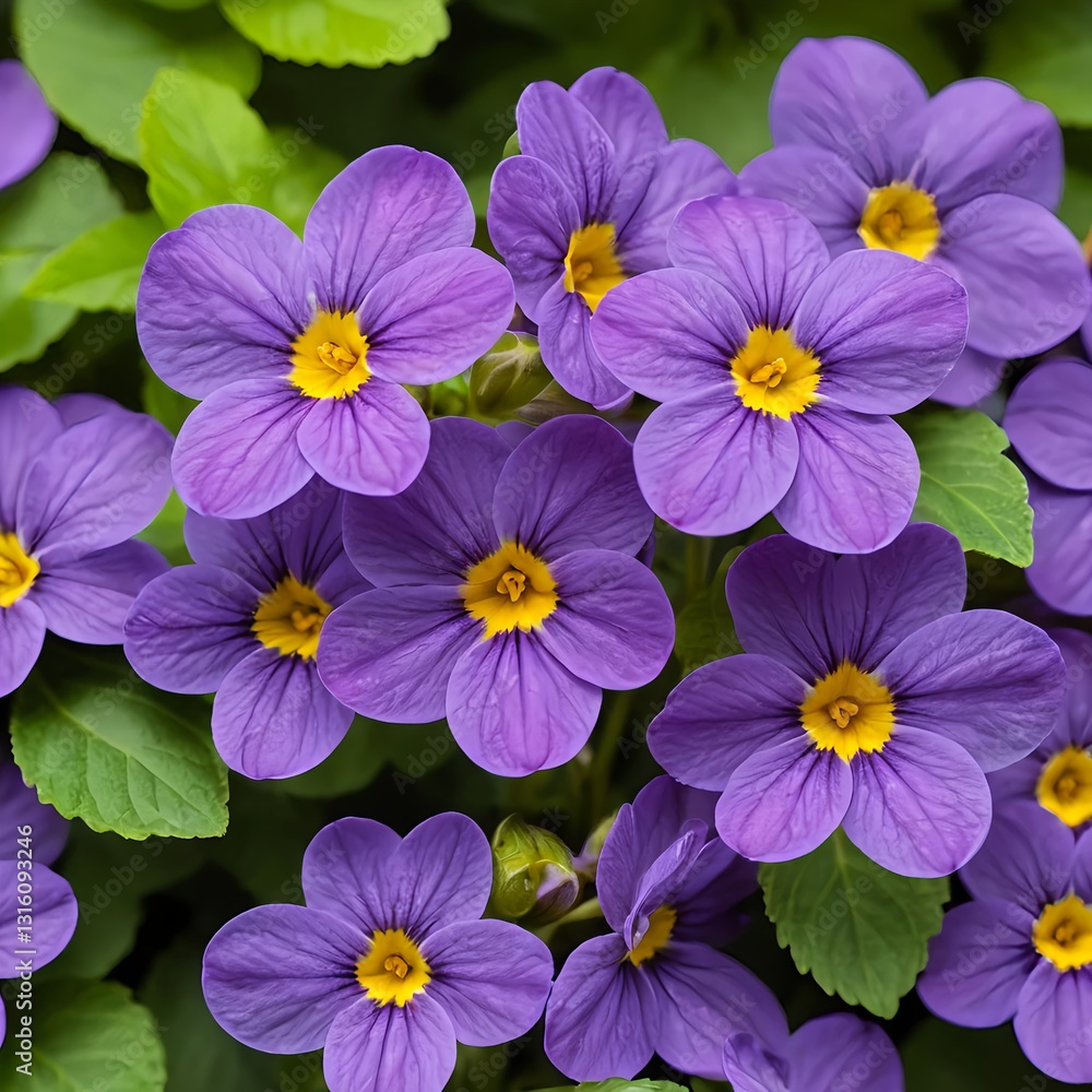 Close-up of Vibrant Purple Primula Flowers