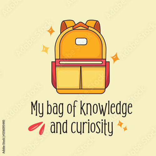 My bag of knowledge and curiosity vector