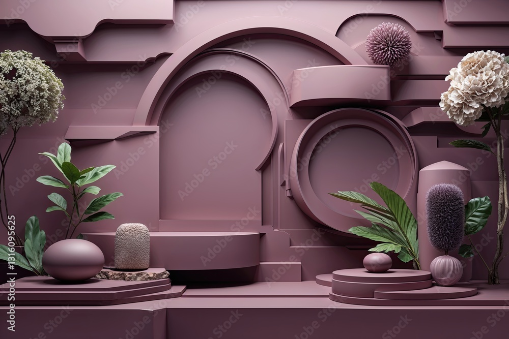 Fototapeta premium Elegant 3D Mauve Background with Versatile Space for Detailed Vector Layers