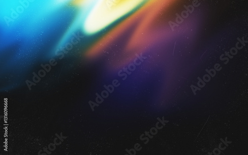 Abstract film texture background with grain, dust and light leak. Lens flare effect