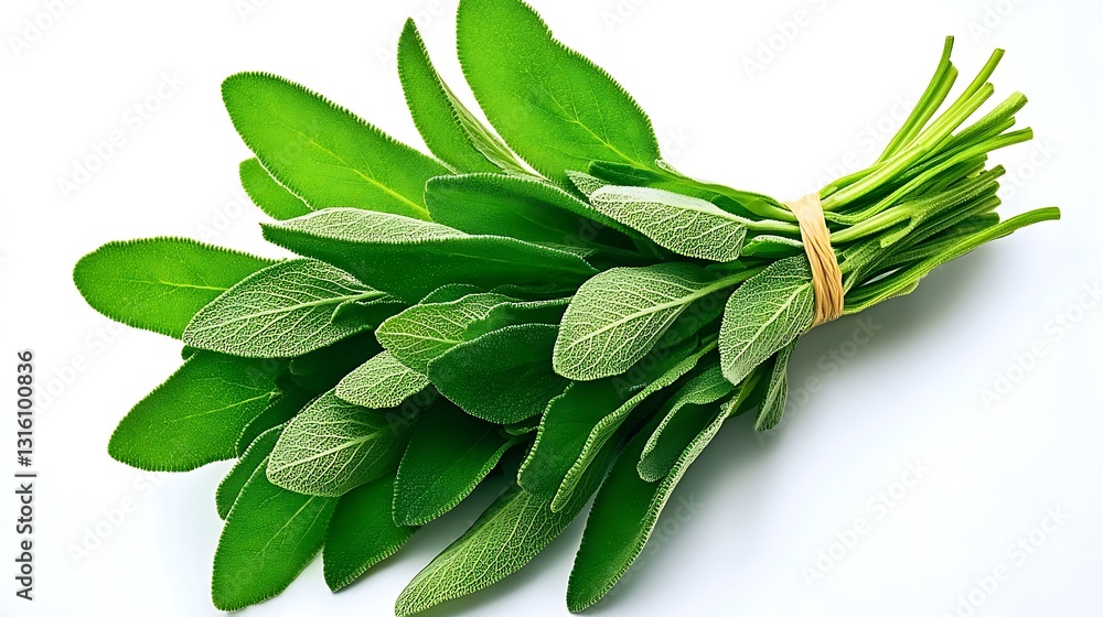 Obraz premium Fresh Sage Sprig Close-up: A Vibrant Culinary Herb AI Generated