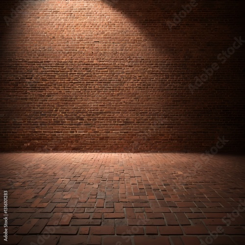 Illuminated Brick Wall and Floor Background