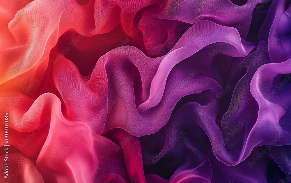 Obraz premium Colorful flowing fabric creates an abstract background with vibrant shades of red, pink, and purple blending together seamlessly
