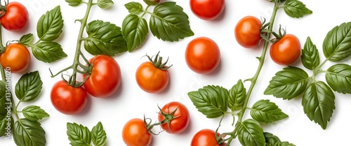 Fresh Tomatoes and Basil Sprigs