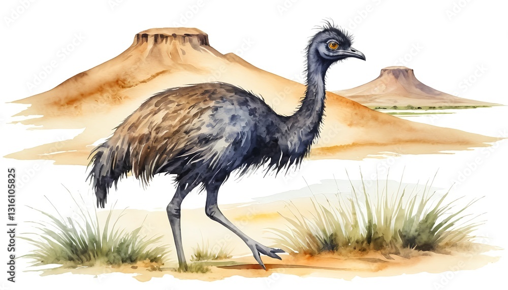 Fototapeta premium Emu in Australian Outback Landscape