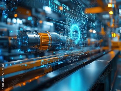 Extreme Close-Up of Digital Twin Interface Overlaying Factory Equipment with Neural Network Visualizations Pulsing Through Transparent Screens