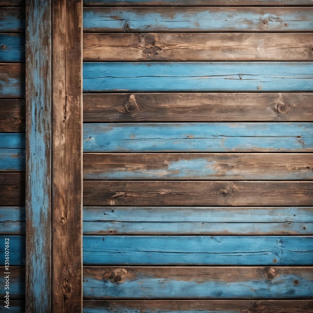 Fototapeta premium Rustic Blue and Brown Wooden Planks Background