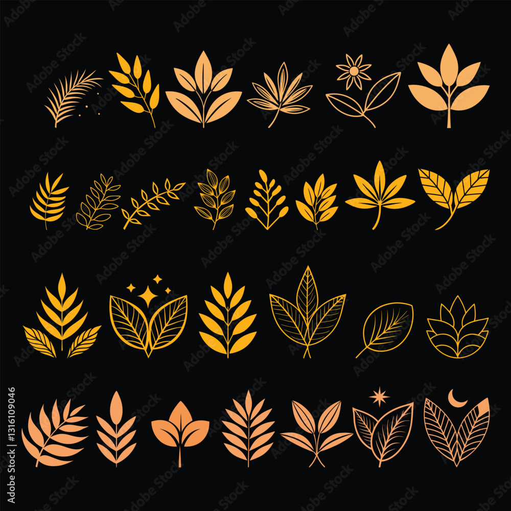Elegant Nature with Golden Leaves & Branches – A Tranquil Artistic Design Elegant Nature with Golden Leaves & Branches – A Tranquil Artistic Design